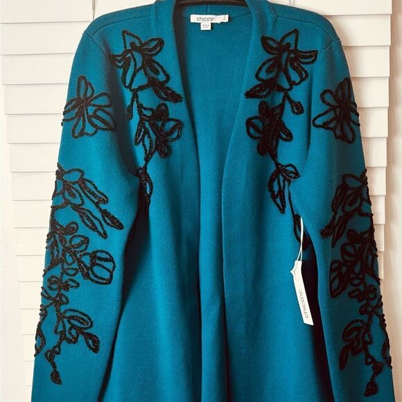 Chico’s Size 1 Chenille Soutache Cardigan - Picture 5 of 11